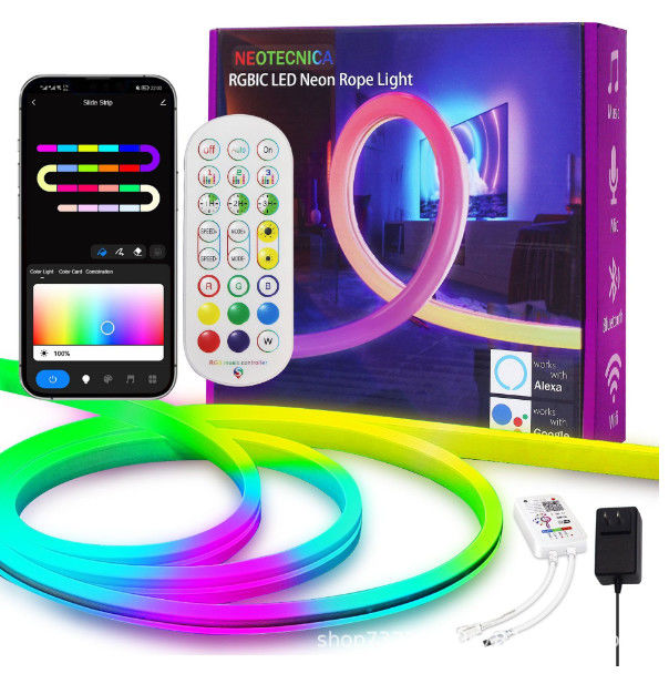 16.4ft RGB Silikon Neon Şerit Işık Uzaktan Kumanda Akıllı Renk Değiştirme