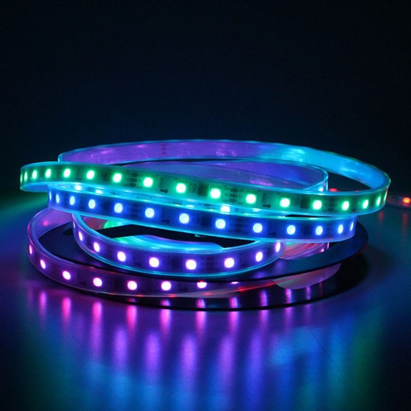RGB Esnek LED Şerit Işığı WS2812B 5050SMD Bireysel Adreslenebilir 16.4FT 60Piksel/M 300Piksel LED Piksel Şeridi