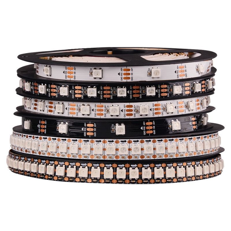RGB Esnek LED Şerit Işığı WS2812B 5050SMD Bireysel Adreslenebilir 16.4FT 60Piksel/M 300Piksel LED Piksel Şeridi