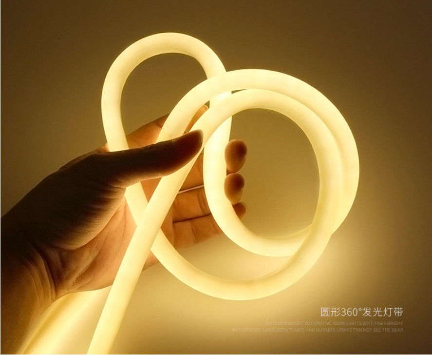 360° Işın Açısı Neon 10W 24V Esnek Şerit Işık Yuvarlak Silikon Tüp Işık Neon Led